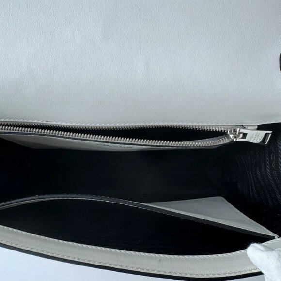 PRADA ELEKTRA SHOULDER BAG HANDBAG WHITE LEATHER AND RAFIA. Auth - Picture 11 of 14